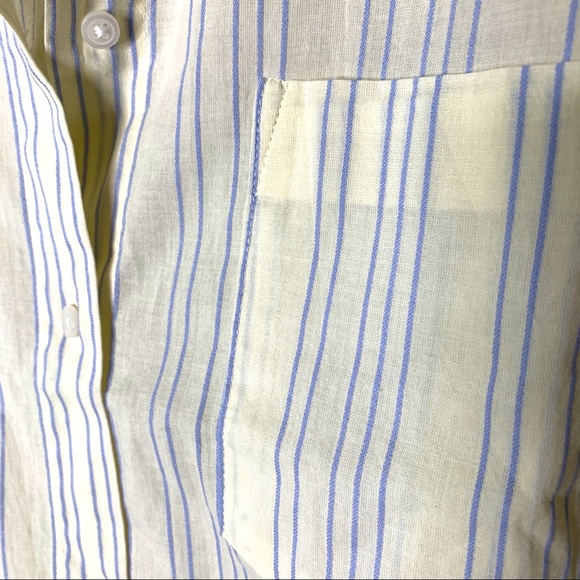 NWT Madewell Blue & Cream Tie Waist Shirt 2XL - Picture 4 of 6